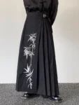 New Chinese Style Black Bamboo Embroidery Unisex Mamian Qun